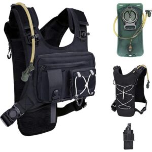 Sling Vest Chest Bag with 2L Water Bladder Gear Holster Running Vest Hydration Backpack Lightweight Adjustable Daypack Reflective Bag for Hiking Running Cycling Race Marathon for Women Men